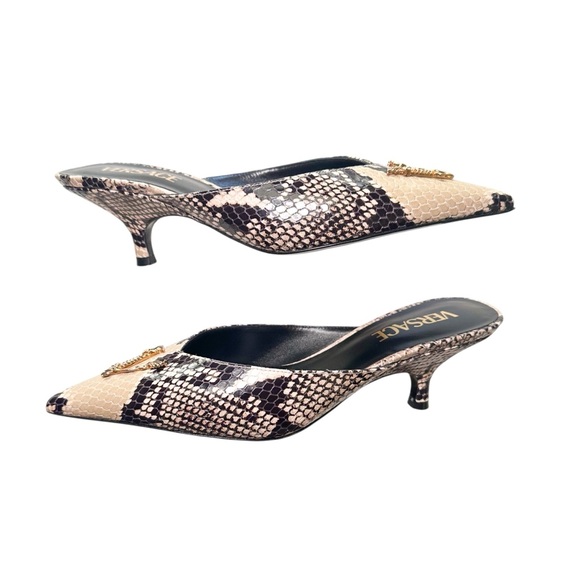 Versace Python Mule Kitten Heels - Picture 5 of 9